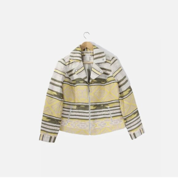 Women Moto Jacket New sz 0 Small Chico's Aztec Print Coat Zipper Jacquard - Picture 1 of 12